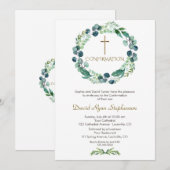 Charm Eucalyptus Foliage Cross Boy Bevestiging Kaart (Voorkant / Achterkant)