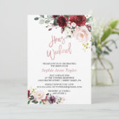 Charm Floral Roos Gold Bachelorette Weekend Party Kaart (Staand voorkant)