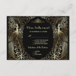 Charm Gold Art Déco Peacocks Mariage RSVP<br><div class="desc">Design unique avec un mélange de paons de style ancien et d'architecture moderne et audacieuse. Utilisez l'outil Personnaliser pour ajouter vos informations. Vous pouvez choisir la couleur arrière - plan. Pour les articles correspondants,  visitez,  s'il vous plaît,  ma collection Glam Gold Art Déco Peacocks.</div>