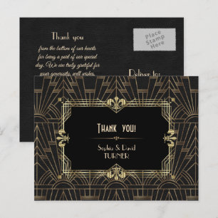 Charm Gold Black Great Gatsby Wedding Dank u Briefkaart