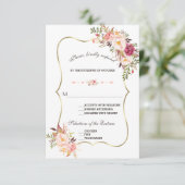 Charm Gold Blush Pink Floral Wedding RSVP (Staand voorkant)