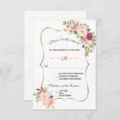 Charm Gold Blush Pink Floral Wedding RSVP (Voorkant / Achterkant)
