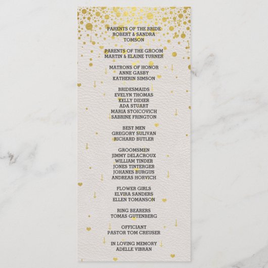 Charm Gold Confetti Programme de mariage en cuir b (Dos)