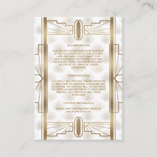 Charm Gold Great Gatsby Art Deco Wedding Details Informatiekaartje