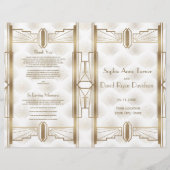 Charm Gold Great Gatsby Art Deco Wedding Program (Voorkant)