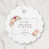 Charm Gold Lijst Blush Pink Floral Wedding Bedankjes Labels (Achterkant)
