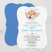 Charm Gold Little Pumpkin Blush Floral Baby shower Kaart (Voorkant / Achterkant)