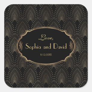 Charm Great Gatsby 1920s Art Deco Wedding Vierkante Sticker