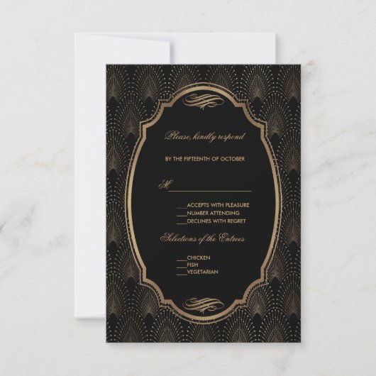 Charm Great Gatsby Mariage Art Déco Vintage RSVP (Devant)