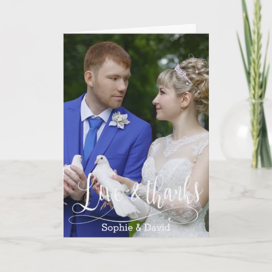 Charm Handschrift Trouwfoto Dank u script. Bedankkaart (Voorkant)