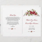 Charm Holiday Red Poinsettia Programme de mariage (Devant / Derrière)