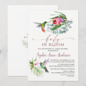 Charm Hummingbird Tropical Flowers Baby in Bloom Kaart (Voorkant / Achterkant)