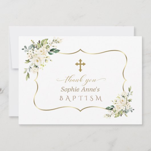 Charm Invitation De Bautizo Con Flores Baptême (Devant)