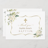 Charm Invitation De Bautizo Con Flores Baptême (Devant / Derrière)