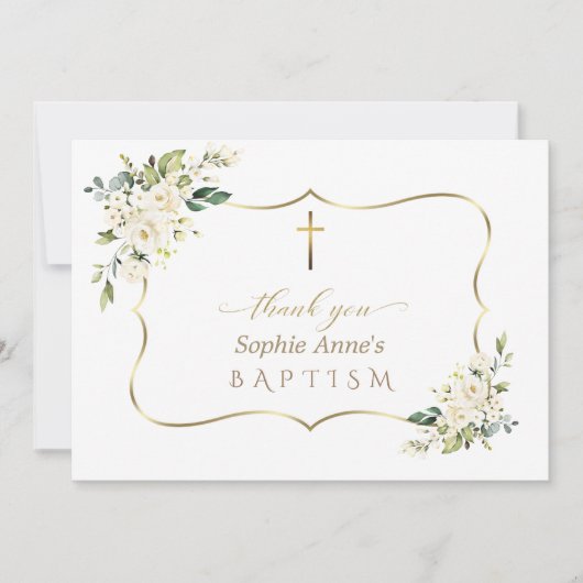 Charm Invitation De Bautizo Con Flores Baptême (Devant)