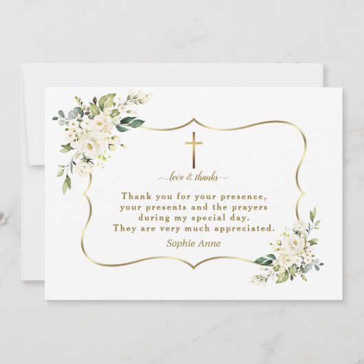 Charm Invitation De Bautizo Con Flores Baptême (Dos)