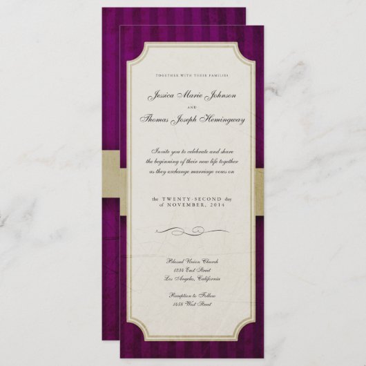 Charm Ivory & Eggplant Monogram Weddenschap Kaart (Voorkant / Achterkant)