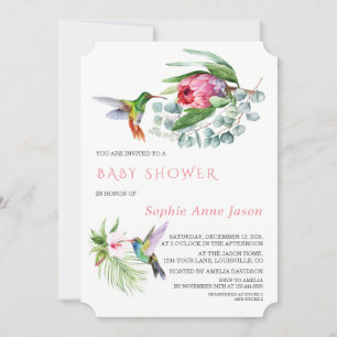 Charm Kolibrie Tropische Bloemen Baby Shower Kaart