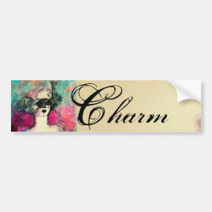 CHARM/Lady met maskerroze Blauwgroen groen Bumpersticker