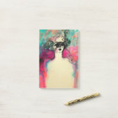 CHARM/Lady met maskerroze Blauwgroen groen Post-it® Notes (Op bureau)