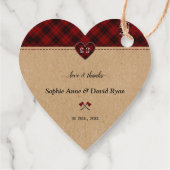 Charm Landelijk Rode Buffalo Plaid Monogram Huweli Bedankjes Labels (Achterkant)