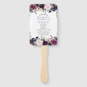 Charm Lavendel Navyblauw Bloem Bloei Programma Handwaaier (Voorkant)