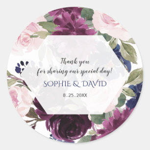 Charm Lavender Paarse Floral Bloom Wedding Ronde Sticker