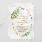 Charm Lemon Vruchten Marmer Goud Kruik Doop Kaart (Voorkant / Achterkant)