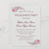 Charm Marsala Maroon Bloemige Verlovingsfeest Kaart (Voorkant / Achterkant)