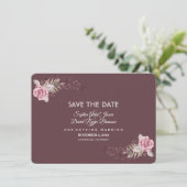 Charm Marsala Maroon Boho Bloemen Save The Date (Staand voorkant)