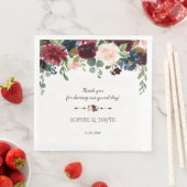 Charm Merlot Navy Blauw Bloem Bruiloft Servet (Insitu)