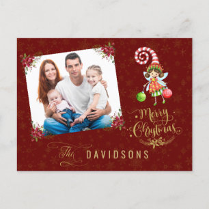 Charm Merry Christmas Fairy Familie Foto Feestdagenkaart