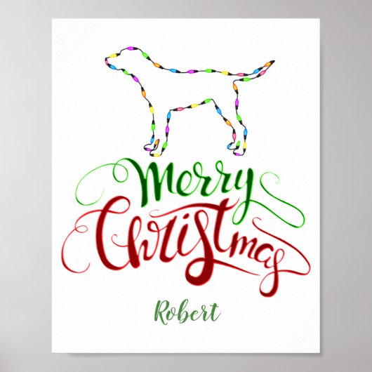 Charm Merry Christmas Light Bulbs Dog Monogram Tod Poster (Voorkant)