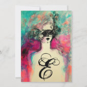 CHARM MONOGRAM , Sweet 16 Maskerade Feestje Kaart (Achterkant)