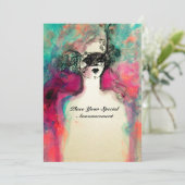 CHARM MONOGRAM , Sweet 16 Maskerade Feestje Kaart (Staand voorkant)