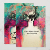 CHARM MONOGRAM , Sweet 16 Maskerade Feestje Kaart (Voorkant / Achterkant)