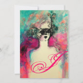 CHARM MONOGRAM , Sweet 16 Maskerade Feestje Kaart (Achterkant)