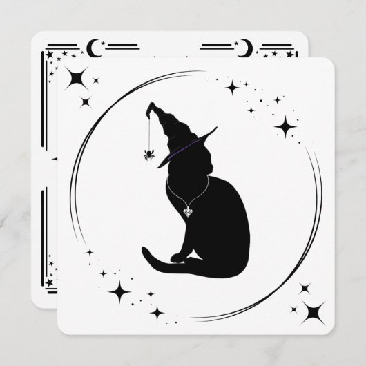 Charm n'Witch Cat Halloween Party Invitation (Devant / Derrière)
