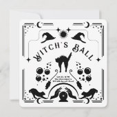 Charm n'Witch Cat Halloween Party Invitation (Dos)