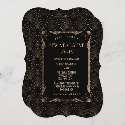 Charm Old Hollywood Great Gatsby New Year Party Kaart (Voorkant / Achterkant)