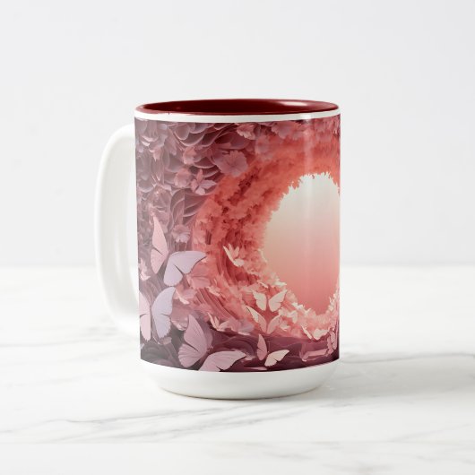 Charm ontmoet slok: Roze 3D Vlinder Mok Delight (Voorkant links)