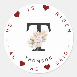 Charm Pampas Grass Floral Monogram Adres Etiket