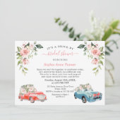 Charm Pink Blush Bloemachtige Bruiloftsshower Driv Kaart (Staand voorkant)