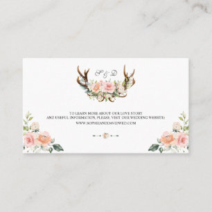 Charm Pink Blush Floral Antlers Weddenschap Websit Visitekaartje