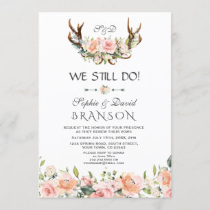 Charm Pink Cream Floral Antlers WE DOEN NOG NIET Kaart