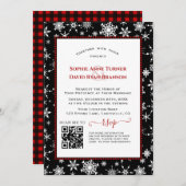 Charm QR Wintervakantie Rood Buffalo Bruiloft Kaart (Voorkant / Achterkant)