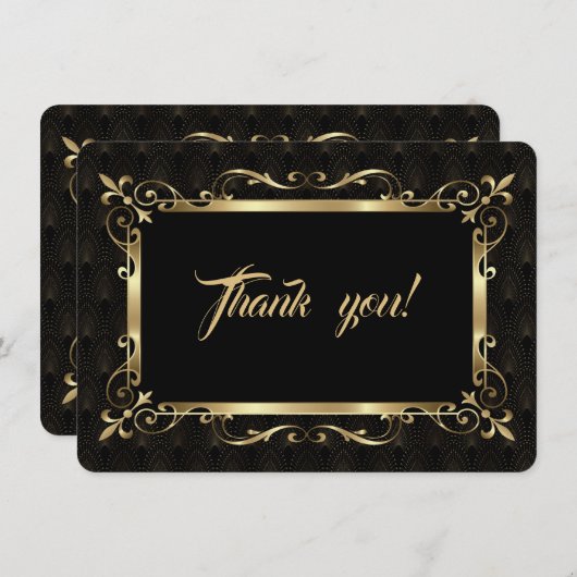 Charm Roaring 20s Goud Art Deco Trouw Dank Je Bedankkaart (Voorkant / Achterkant)