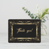 Charm Roaring 20s Goud Art Deco Trouw Dank Je Bedankkaart (Staand voorkant)