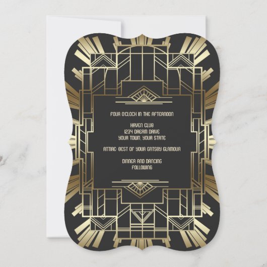 Charm Roaring 20's Great Gatsby Wedding Invitation (Dos)