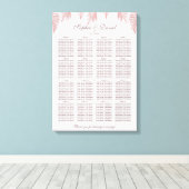 Charm Roos Gold Palm Leaves Wedding Seding Chart Canvas Afdruk (Insitu (Houten vloer))